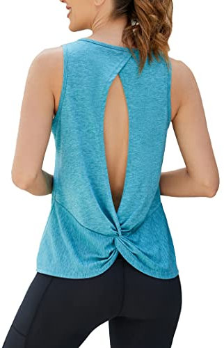 Famulily Frauen Workout Tank Tops Baggy Sommer Casual Einfarbige Top Übung Camisole Tops Seeblau XXL