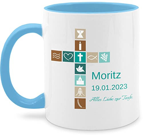Tasse Tassen 325ml - Geschenk Taufe I Konfirmation Geschenk Firmung - 325 ml - Hellblau - konfirmationsgeschenk für jungen personalisierte konfirmationsgeschenke taufgeschenke taufe
