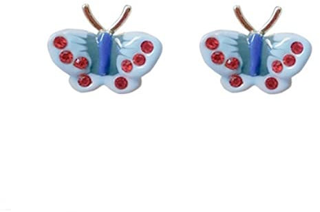 Miancheng 925 Sterling Silber Blau Schmetterling Ohrclips Mädchen Ohne Ohrlöcher,Ohrringe Clips Kinder Mädchen(3-14 Jahre alt)
