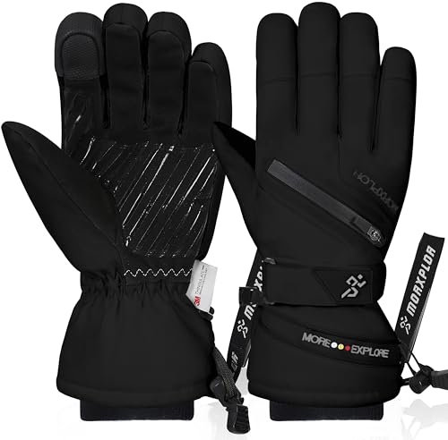 MORXPLOR Winter-Skihandschuhe für Herren und Damen, wasserdicht, winddicht, Touchscreen-Handschuhe, Snowboard-Handschuhe, 3M Thinsulate, isoliert, warm, Winter, Schneemobil-Handschuhe