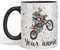 Vixar Personalised with Your Text Motocross Motorbike Motocycle Watercolour Art Coloured Ceramic Mug Cup Gift 330ml 11oz Custom Work Office Tea Coffee (Black)