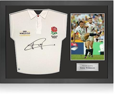 Exclusive Memorabilia England-Rugby-Trikot, signiert von Jonny Wilkinson. Symbolrahmen
