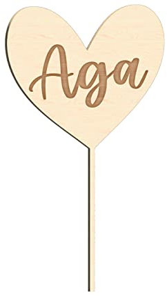Alsino Persönlicher Cake Topper für alle Anlässe - Hochzeit, Geburtstag, Taufe, Geburt, Kommunion, Konfirmation - aus nachhaltigem Holz, (LA-55) Herz graviert