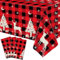 4 Pack Weihnachten Tischdecke Weihnachten Karierten Tischdecke schwarz und rot Karierten Tischdecke 51'' X 86'' Rectangle schwarz und rot Buffalo Plaid Tischdecke für Xmas Party Dekor Winterurlaub