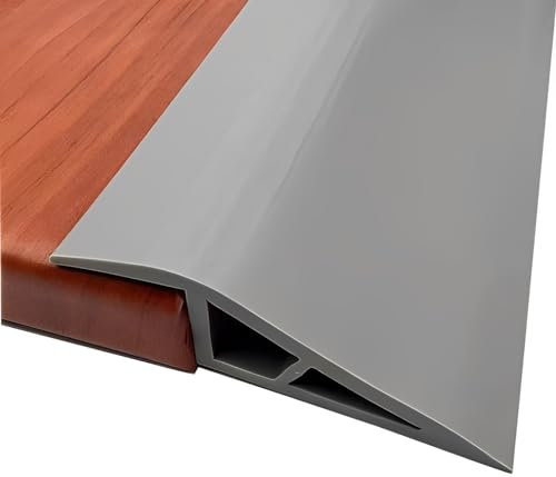 Vinyl-Door-Transition-Threshold-Strip Self-Adhesive, Floor/Carpet-to-Tile-Transition-Strip Reducer, Doorway Edge Trim for Laminate Floor Mat Vinyl Tile (Grey, 144 in)