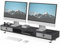 Fenge Supporto per Doppio Monitor con 2 Cassetti, Supporto per Monitor in Legno con Altezza Regolabile per PC/Laptop/stampante 108x23,5x15,2cm Nero