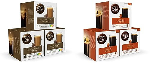 NESCAFÉ Dolce Gusto Café con Leche Intenso - x3 pack de 16 cápsulas - Total 48 cápsulas & Nescafé Café Grande Intenso, 3 x 16 Cápsulas (Total 48 cápsulas)