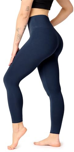 Bellivalini Damen Lange Leggings High Waist Comfort aus Viskose für Sport Yoga Gym BLV50-289 (Marineblau, XL)