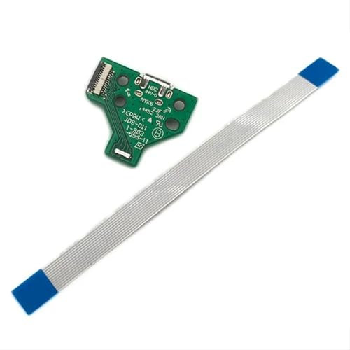 BARAC Placa Conector de Carga Puerto Micro USB para Mando PS4 JDS 011 Reemplazo PlayStation4 + Cable Flex 12 Pin