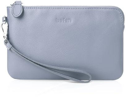 befen Leather Wristlet Bags for Women Small Clutch Bag Women's Handbag Mobile Phone Bag Wallet with Wrist Strap-Light Blue