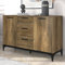 Galano Linus Sideboard mit 2 Türen und 3 Schubladen - Buffetschrank für Wohnzimmer - 39,8 T x 115,8 B x 74,2 H cm - Knorrige Eiche