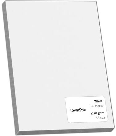 30 Pièces, 230g/m² - Feuille A4 Cartonnée, Papier Cartonné Blanche