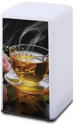 NHYDSPQ Small Desk Lamp, Cup of Tea Print Small Desk Lamp,Table Lamp Ablebattery Operated for Bedroom/Nightstand/Living Room/Dorm., style