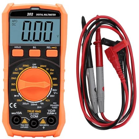 Multimètre Numérique Détection de Tension Écran LCD Résistant aux Chocs Mesure de capacité 200uF avec Lampe de Poche pour électriciens Mécaniciens Amateurs de Bricolage