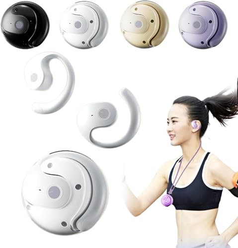 Niblido Small Coconut Bluetooth Headset, Wireless, Bluetooth 5.4, White, In Ear, Open Ear, Noise Cancelling for Voice Calls, Sport, 5 Hour Battery, IPX5 Waterproof