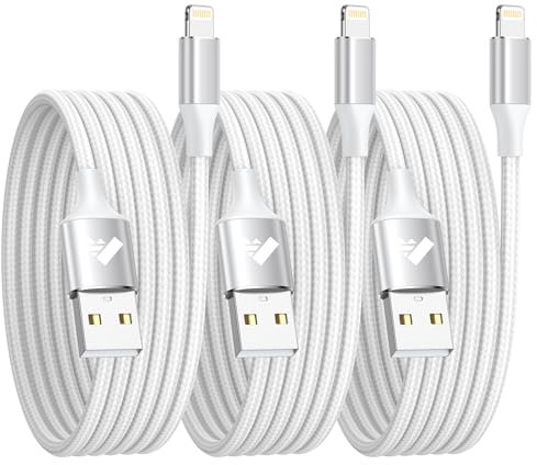 3Pack 2M iPhone Lightning Cable, MFi Certified Fast Charge Nylon USB Cable for iPhone 14/13/12/11 Pro Max/XS/XR/X/8/7/6 Plus/5