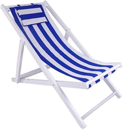 XIUKANGNB Liegestuhl mit Kissen, klappbarer Verstellbarer Hartholz-Liegestuhl für den Außenbereich, Garten, Terrasse, Strandliege, Sonnenliege, Liegestuhl (Farbe: Blau) Safehappy