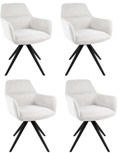 Kick Collection 4er Set Esszimmerstühl Tom Texture - Champagner - Modern und Hochwertig - Strukturierter Stoff - Erhältlich in vielen Farben