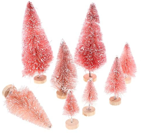 IMIKEYA 8 Stück Mini Weihnachtsbaum künstliche Rosa Mini Tannenbaum künstlich Weihnachtsdekoration Rosa Miniatur Weihnachtsbaum künstlicher Christbaum Tisch Dekorationen