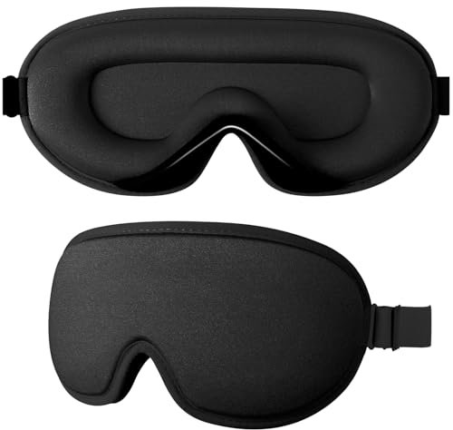 Supefisher Schlafmaske für Frauen & Herren, 2024 Upgrade 3D Schlafmaske für Seitenschläfer, 100% Lichtblockierende Schlafbrille, Verstellbares Gummiband für Reisen, Yoga, Nickerchen (Schwarz)