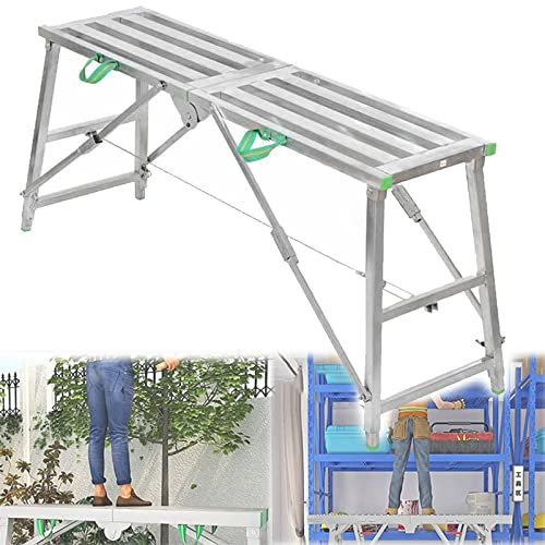 Plataforma De Trabajo Equipo De Andamio Portátil Ajustable En Altura Escalera De Tijera De Aluminio Plegable para Lavado De Vehículos Limpieza De Ventanas Trabajos De Mantenimiento