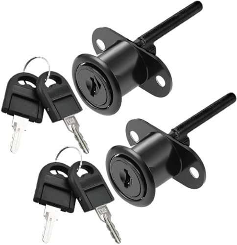 2 Piece Cabinet Plunger Lock Furniture Desk Drawer Plunger Locks Cupboard Cam Lock with Key for Filing Cabinets Wardrobe Display Cabinet Furniture