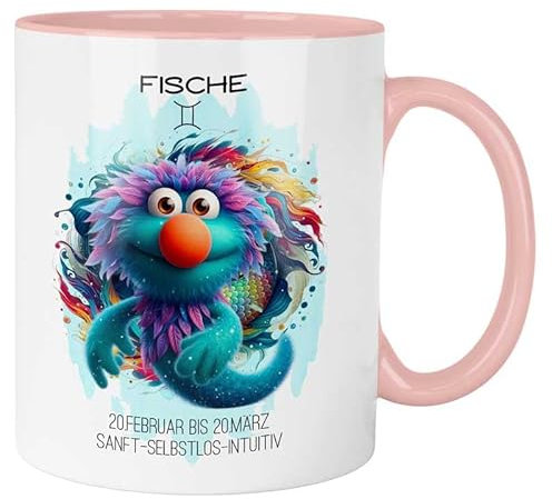 MeLifestyle Kaffeetasse Tasse Becher Sternzeichen Fische | Keramik 330ml | Geschenk, Freund, Freundin, Kollege, Kollegin, Bürotasse, Astrologie