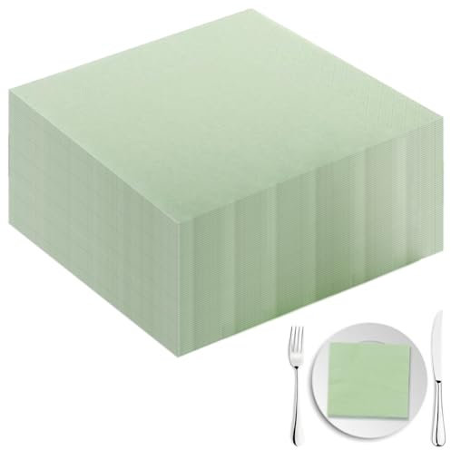 100 Stück Servietten Grün 25x25cm servietten salbeigrün Salbeigrüne Papierservietten servietten hochzeit, Salbei Servietten Grün Papierservietten Cocktailservietten für Hochzeit Abendessen Geburtstag