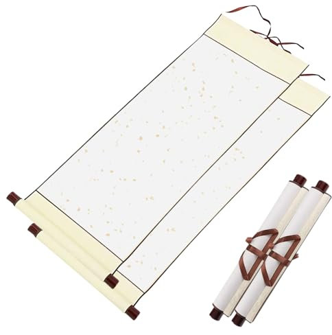 Hugwish 2pcs Rouleau Calligraphie Chinoise Peinture 80x30cm, Rouleaux Xuan Papier De Riz Mural (Blanc)