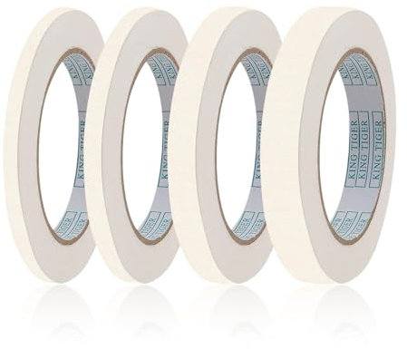 Wenxiaw 4 Rolle Abdeckband Thin Masking Tape Malertape Weiß klebeband für Painting Art Kreppband Dünn Malerkrepp Abdeckband 5mm/8mm/12mm/15mm Breit x 50m Für Malerarbeiten und Dekoration