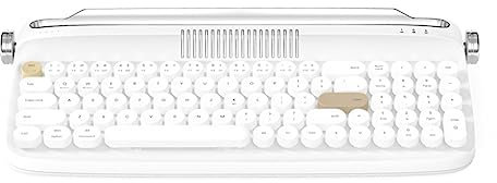 SUPIRING B309 Teclado InaláMbrico Retro Bluetooth para PortáTiles, Tabletas, TeléFonos, Modelos de Carga, Teclado PortáTil de Modo Dual,