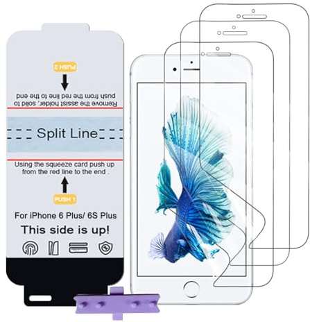 SLBESTLUC Pellicola Protettiva per iphone 6 Plus/ 6S Plus, 3 Pezzi Pellicola TPU per Telefono Facile Applicazione, Trasparente HD Morbida Display ID Impronte Digitali,(Non Vetro Temperato)