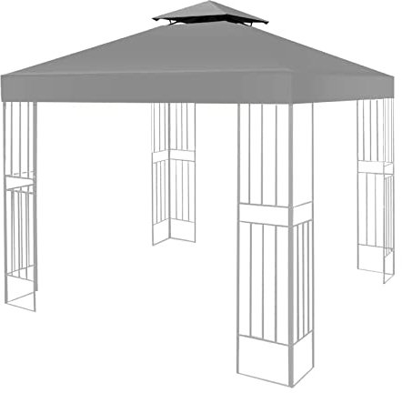 Gazebo Canopy Replacement Covers 3x3m Grey 160GSM Outdoor Garden Gazebo Waterproof Canopy 2-Tier Roof Cover Patio Replacement Tent Top Garden (TOP ONLY)