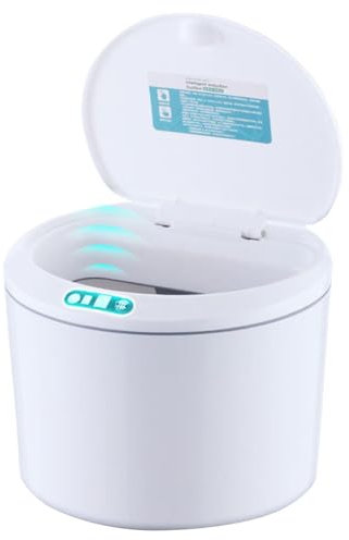 Cubo de basura inteligente – Papelera con sensor de 3 litros, contenedor automático, caja de basura | Cubo de basura de mesa recargable con sensor de baño con compartimento
