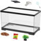 Schildkrötenbecken, Reptilien Terrarium Set, Schildkröten-Aquarium mit Sonnenplattform und Bodenentwässerung, Reptilienbecken für Amphibien, Schlangen, Geckos, Chamäleons, Frösche, 29x17,5x18cm