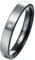 NUNCAD Personalisiert 4mm Wolfram Ring Damen Einfache Eheringe mit Zirkon Schwarz Grau Zweifarbiger Paarringe Größe 54.4(17.3)