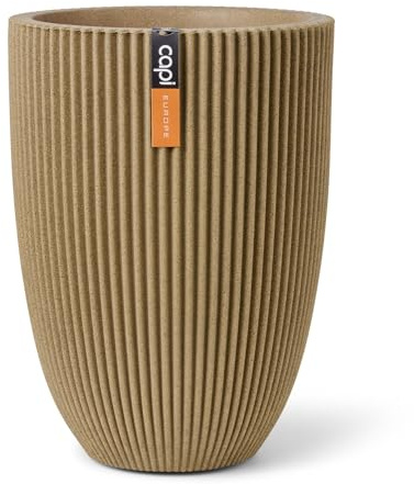 Capi Europe - Gefäß elegant niedrig Groove NL - 34x46 - Beige - Blumentopf für den Innen- und Außeneinsatz - Übertopf - Pflanztopf - Pflanzgefäß - Kunststoff - KGVBE782