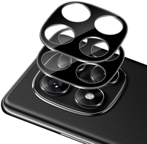Xunzii 2 Stück Kameraschutz für Xiaomi Redmi Note 14 Pro 5G/Poco X7 für Panzerglas - [Schwarz], 9H Härte Anti- Kratzer Kamera Schutzfolie, Ultra-Klar Linse Glas Folie, HD Hinten Kamera Schutz