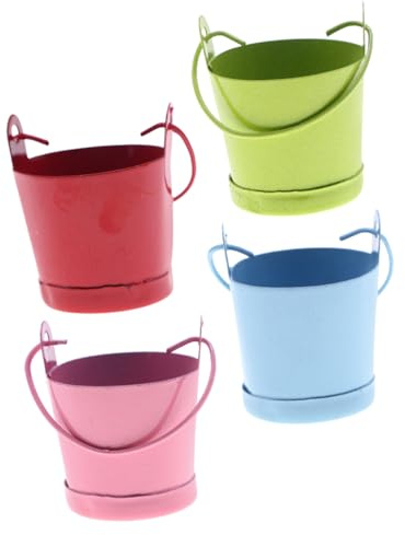 Toyvian 4pcs Mini Metal Buckets Tinplate Small Decorative Pails for Dollhouse Ornament Plant Pot Festive Use Lightweight Miniature Storage Containers