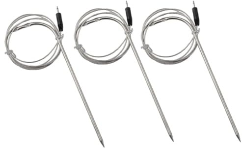 Zilimontt Ersatzfühler für Grillthermometer mit DC 2,5 mm Stecker, 3 Stück, hochbeständig bis 300 °C, PTFE-isolierter Edelstahl