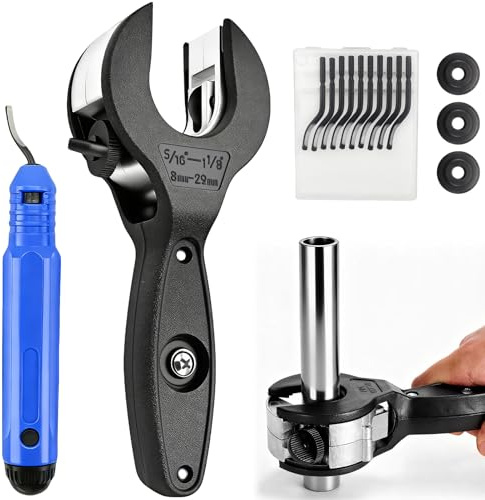 Fuerdich Ratschen-Rohrschneider 8-29mm Set mit Entgrater für Kupferrohre