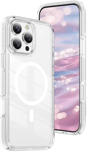 SIYOPINPFY Magnetic Case for iPhone 13 Pro Max Clear White for Women CT | Compatible with MagSafe , Shockproof Protection , Anti-Yellowing , Durable Colorful Bumper , Anti-Scratch Transparent PC Back