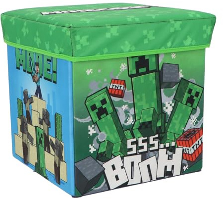 CR-Kids Minecraft Creeper Spielzeugkiste Aufbewahrungsbox Sitz Hocker 30 cm