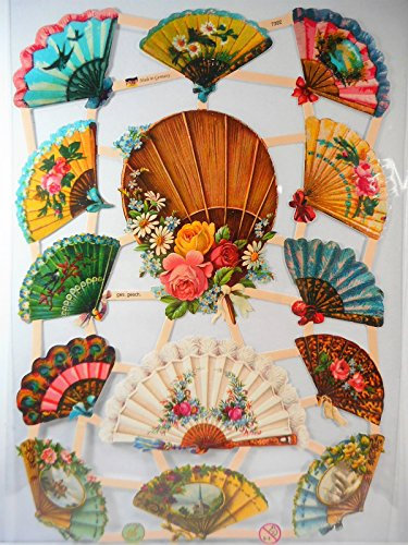 Glanzbilder Fächer China EF 7392 Oblate Posiebilder Scrapbook Deko GWI 351