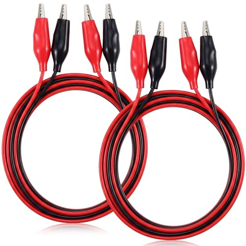 EBOOT 4 Pcs Alligator Clips Electrical, 40 Inches Test Leads with Alligator Clips, Double-Ended Jumper Wires for Electrical Testing, Circuit Connection, Experiment