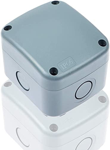 Nineleaf 1 Pack Grey Weatherproof Junction Box IP66 Rated Waterproof Plastic Cable Switch Connection Enclosure, Suitable for Outdoor Use 3.38x 2.91 x 2.44 (86 * 74 * 62mm)