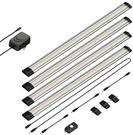 parlat LED Unterbau-Leuchte Siris, Bewegungsmelder, flach, je 50cm, je 655lm, weiß, 4er Set
