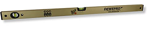 DEWEPRO® Wasserwaage Aluminium 150cm - Gold eloxiert - 2 Libellen - 2% Gefälle - Messtoleranz: 0,3mm/m - Aluwasserwaage für Profi-Handwerker