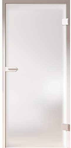 HORI® Zimmertür Komplettset mit Zarge und Türdrücker I Milchglas Dreh-Tür aus 8 mm ESG Glas I Höhe 198,5 cm I 860 mm I DIN Rechts I Wandstärke: 100 mm (98-117 mm) mm