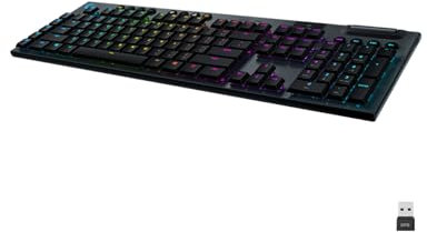 Logitech G915 LIGHTSPEED kabellose mechanische Gaming-Tastatur, Taktiler GL-Tasten-Switch mit flachem Profil, US QWERTY Layout - Carbon